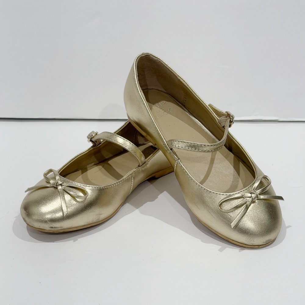Kids Janie & Jack Metallic Bow Ballet Flat Size 13
